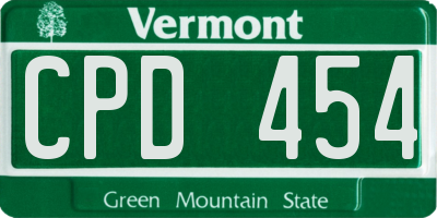 VT license plate CPD454