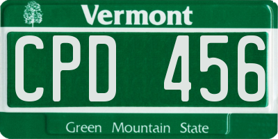 VT license plate CPD456