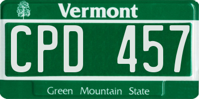 VT license plate CPD457