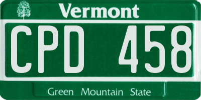 VT license plate CPD458