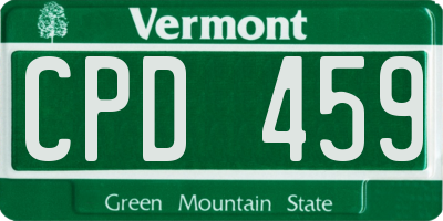 VT license plate CPD459