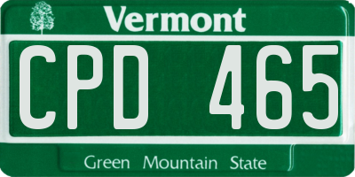VT license plate CPD465