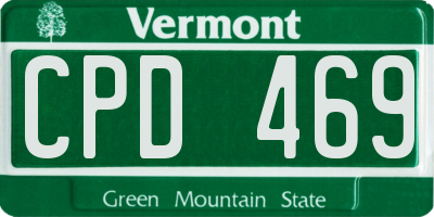 VT license plate CPD469