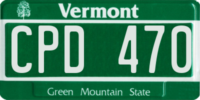 VT license plate CPD470