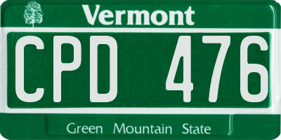 VT license plate CPD476