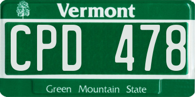 VT license plate CPD478
