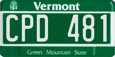 VT license plate CPD481