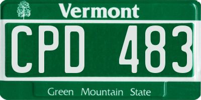 VT license plate CPD483