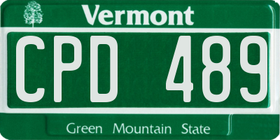 VT license plate CPD489