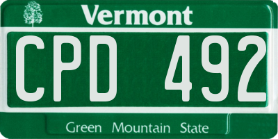VT license plate CPD492