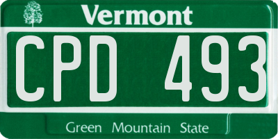 VT license plate CPD493