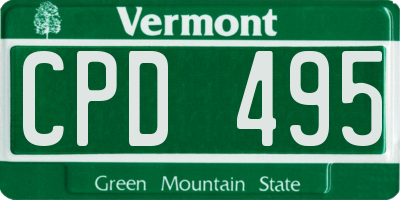 VT license plate CPD495