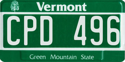 VT license plate CPD496
