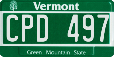 VT license plate CPD497