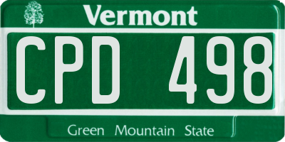 VT license plate CPD498