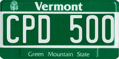 VT license plate CPD500