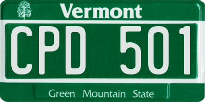 VT license plate CPD501