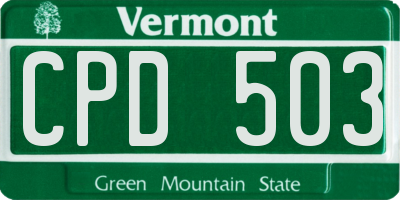 VT license plate CPD503
