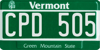 VT license plate CPD505