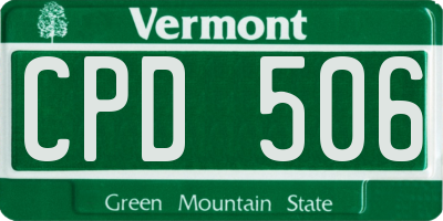 VT license plate CPD506