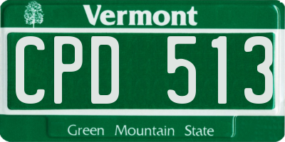 VT license plate CPD513