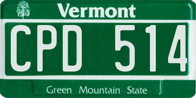 VT license plate CPD514