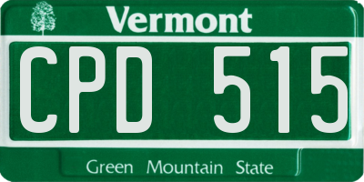 VT license plate CPD515