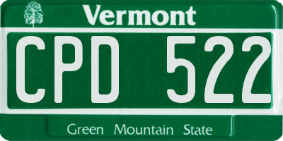 VT license plate CPD522