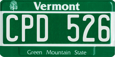 VT license plate CPD526