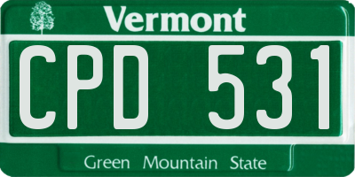VT license plate CPD531