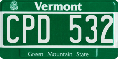 VT license plate CPD532