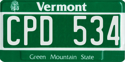 VT license plate CPD534