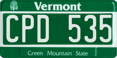 VT license plate CPD535
