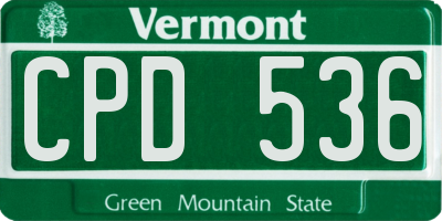 VT license plate CPD536