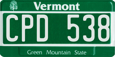 VT license plate CPD538