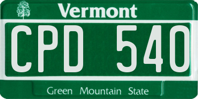 VT license plate CPD540