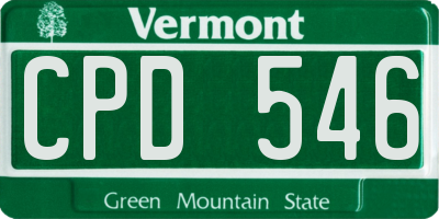 VT license plate CPD546