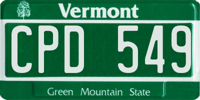 VT license plate CPD549