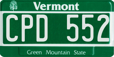 VT license plate CPD552