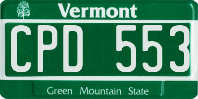 VT license plate CPD553
