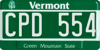 VT license plate CPD554