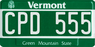 VT license plate CPD555