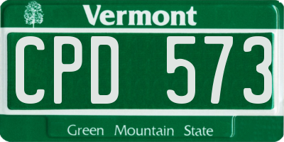 VT license plate CPD573