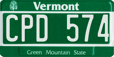 VT license plate CPD574