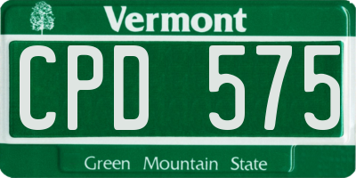 VT license plate CPD575