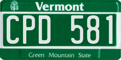 VT license plate CPD581