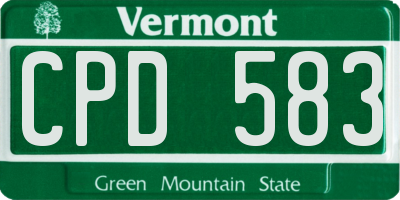 VT license plate CPD583