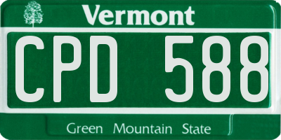 VT license plate CPD588
