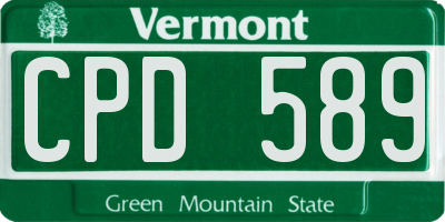 VT license plate CPD589