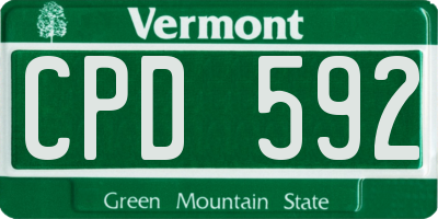 VT license plate CPD592